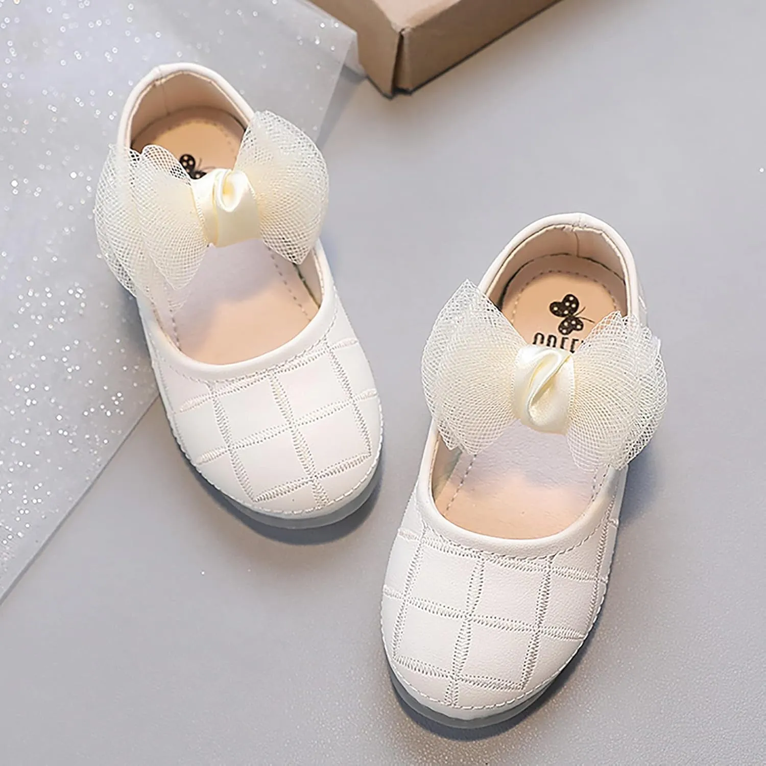 Flower Girls Bow Dress Shoes Mary Jane Ballet Flat for Wedding Pary School Toddler/Little Kid Girls Sweet Shoes