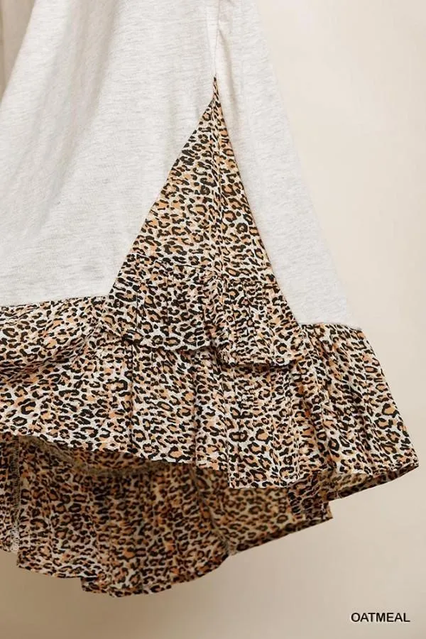 Flowy Tunic Top with Animal Print and Ruffled Details by Umgee
