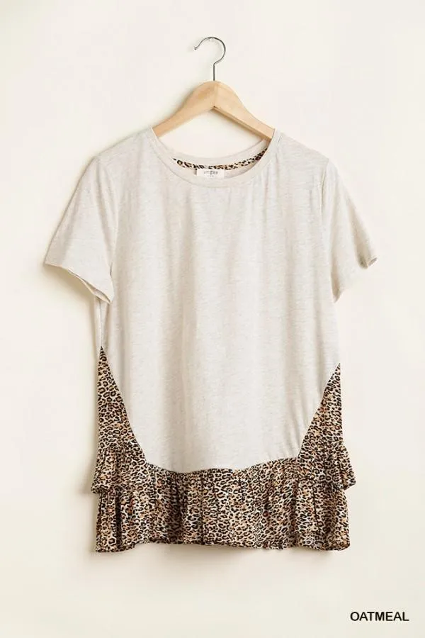 Flowy Tunic Top with Animal Print and Ruffled Details by Umgee