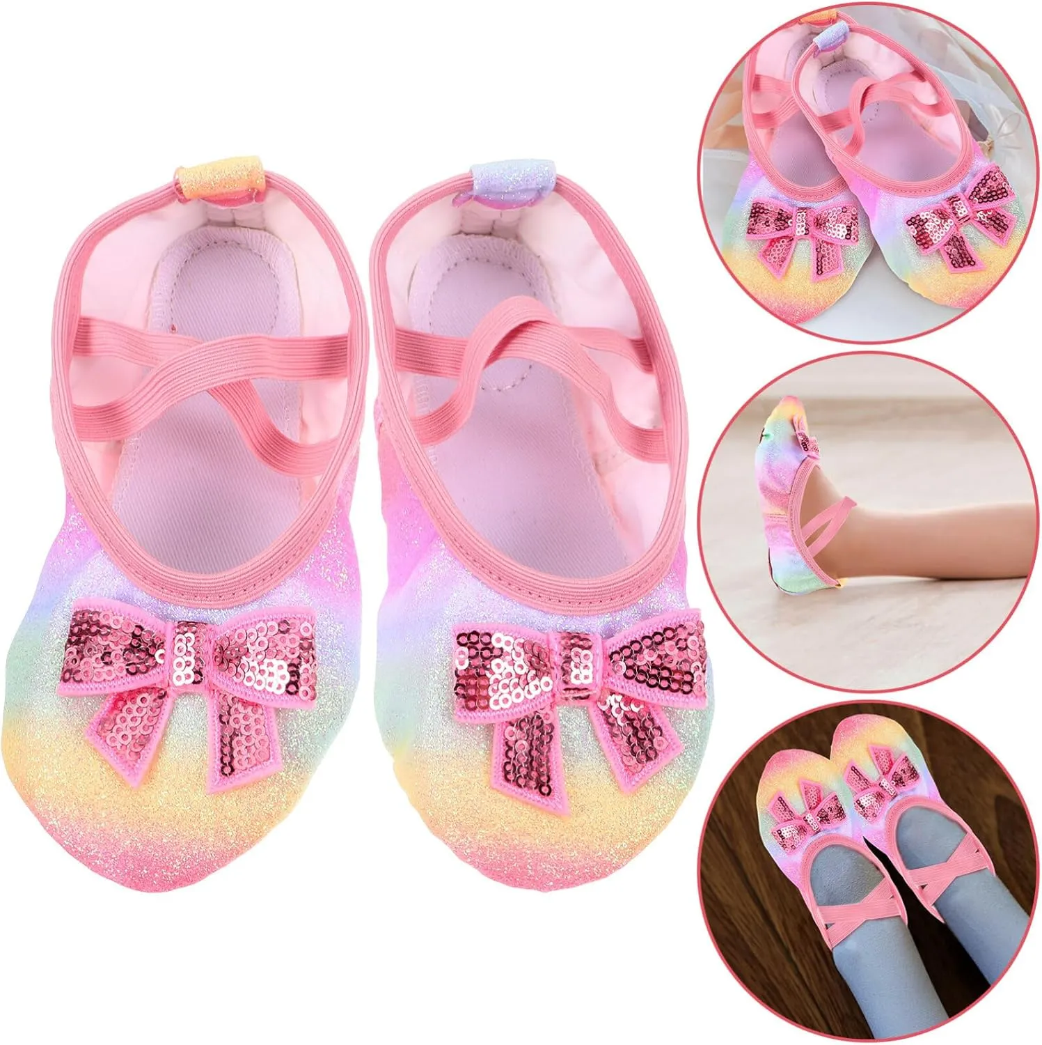 GALPADA 1 Pair Bowknot Ballet Shoes Dance Shoes Girls Ballet Practice Shoes Toddler Dancing Shoes 25