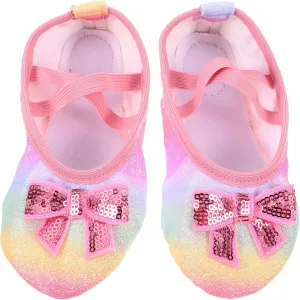 GALPADA 1 Pair Bowknot Ballet Shoes Dance Shoes Girls Ballet Practice Shoes Toddler Dancing Shoes 25