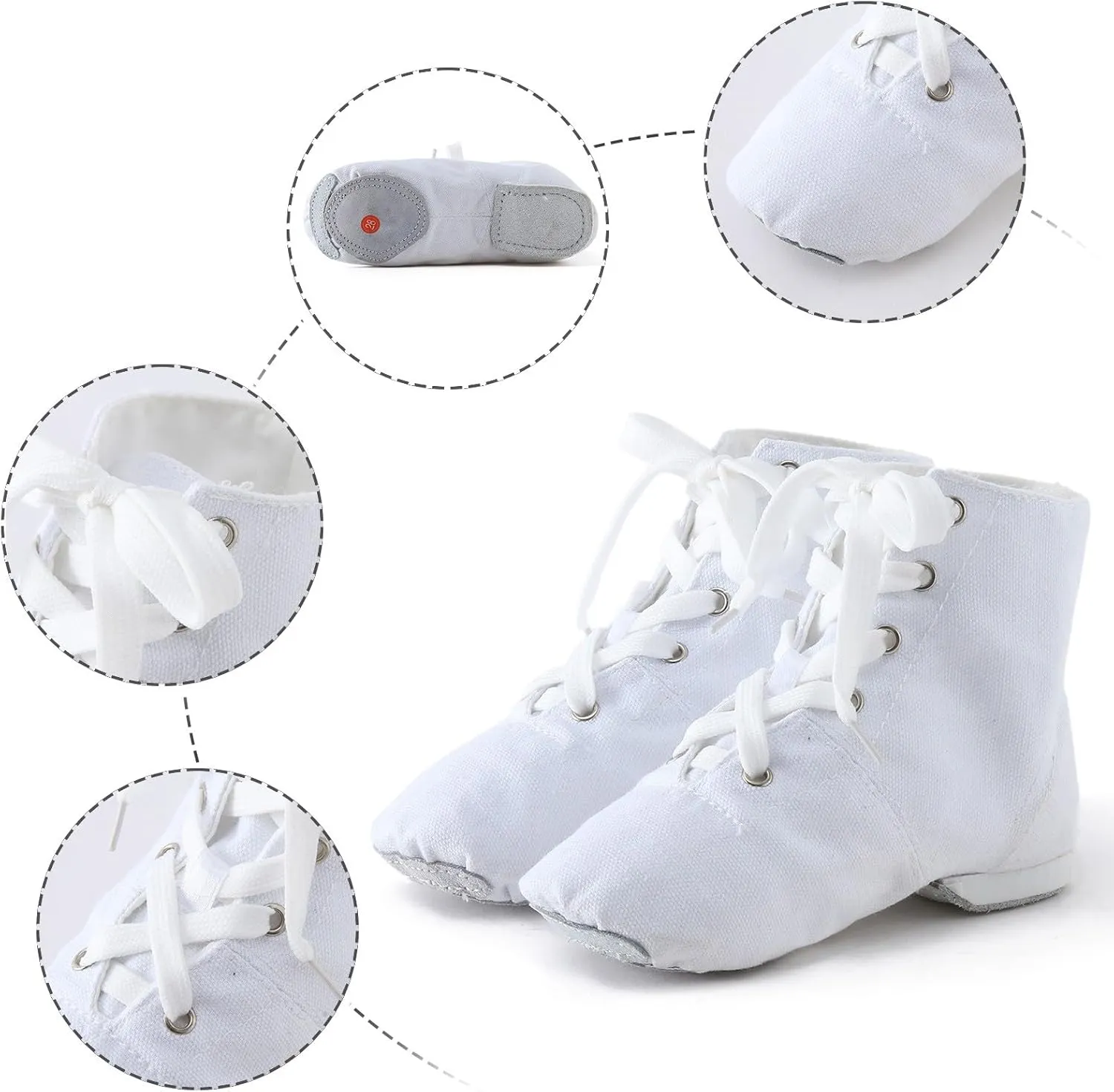 Girls' Athletic Shoes Canvas Lace-up Dance Shoes Flat Practice Jazz Dancing Boots for Girls Boys Split-Sole Dance Ballet