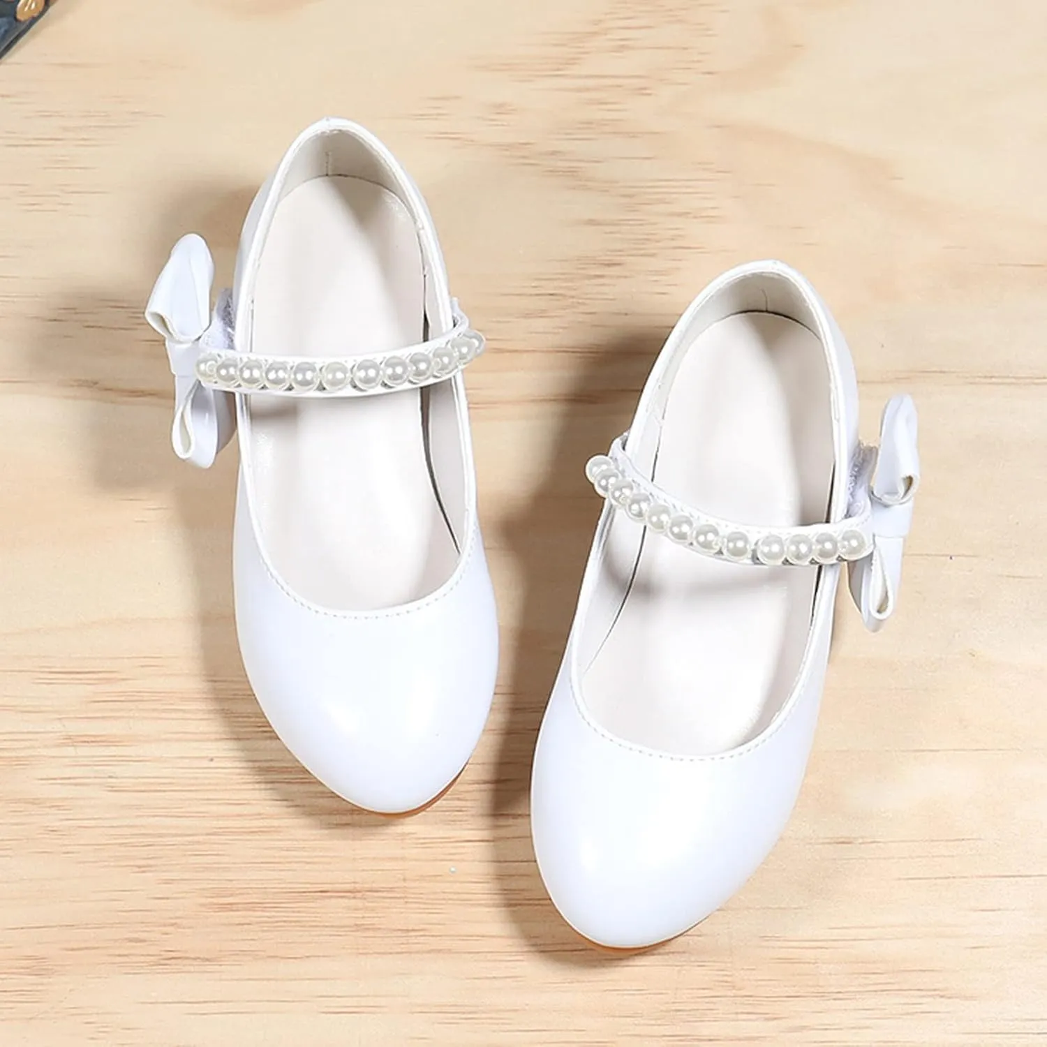 Girls Dress Shoes Low Heel Flats Mary Jane Bows Flower Girl Wedding Party Shoes Toddler Kids Mary Janes for Girls