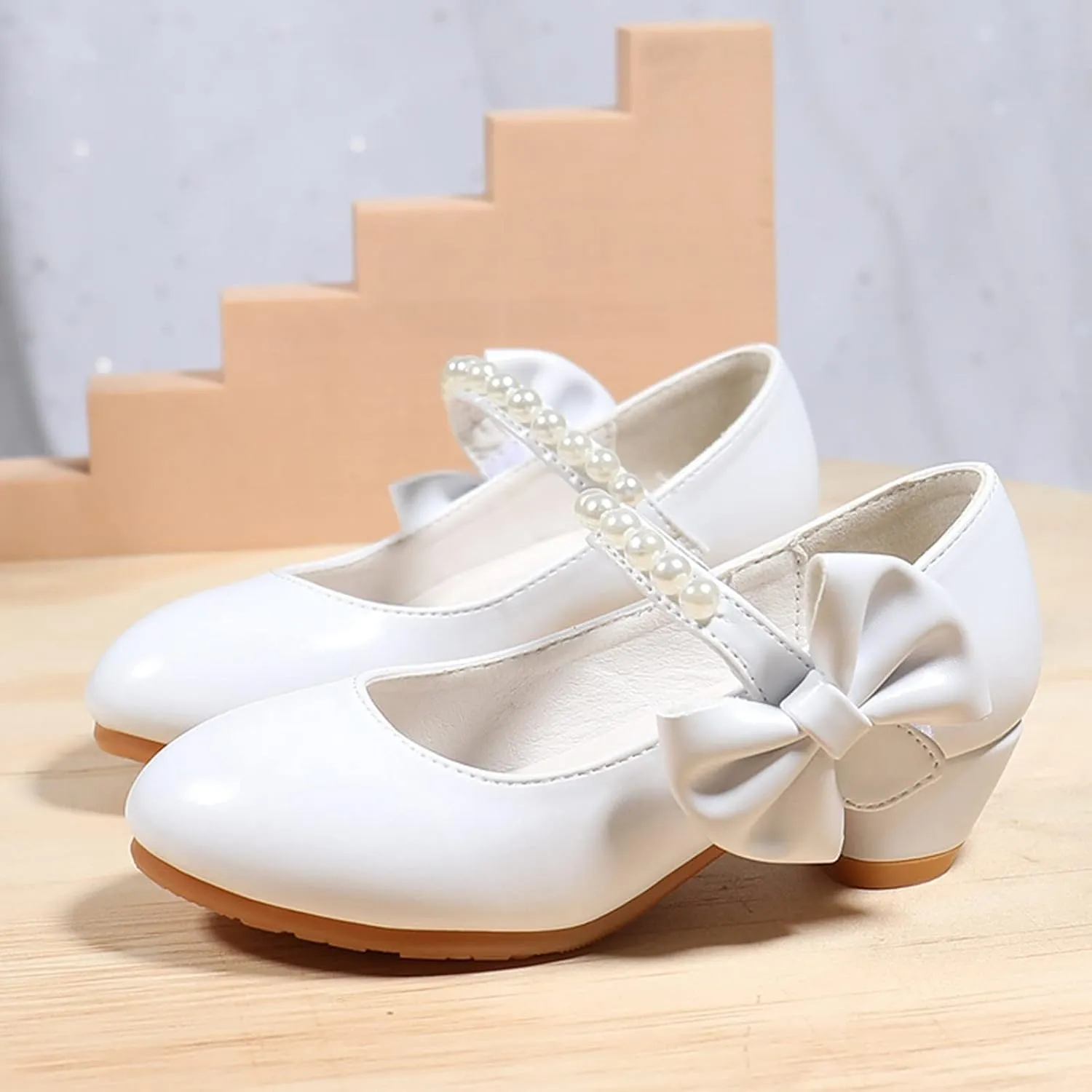 Girls Dress Shoes Low Heel Flats Mary Jane Bows Flower Girl Wedding Party Shoes Toddler Kids Mary Janes for Girls