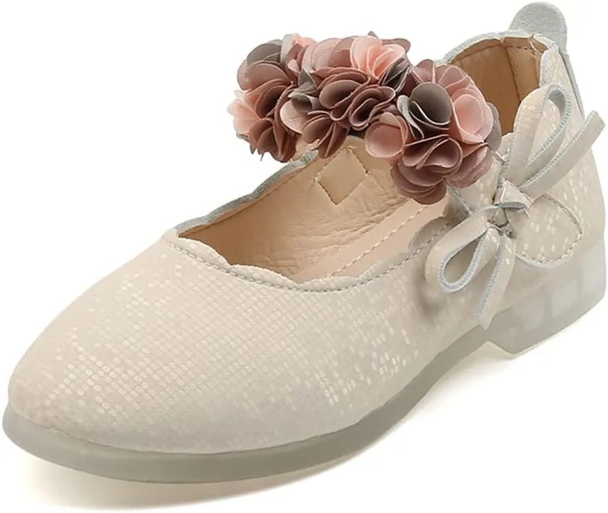 Girls Flats Shoes for Party School Wedding Toddlers Girls Princess Dress Shoes with Flowers Bow-Knot