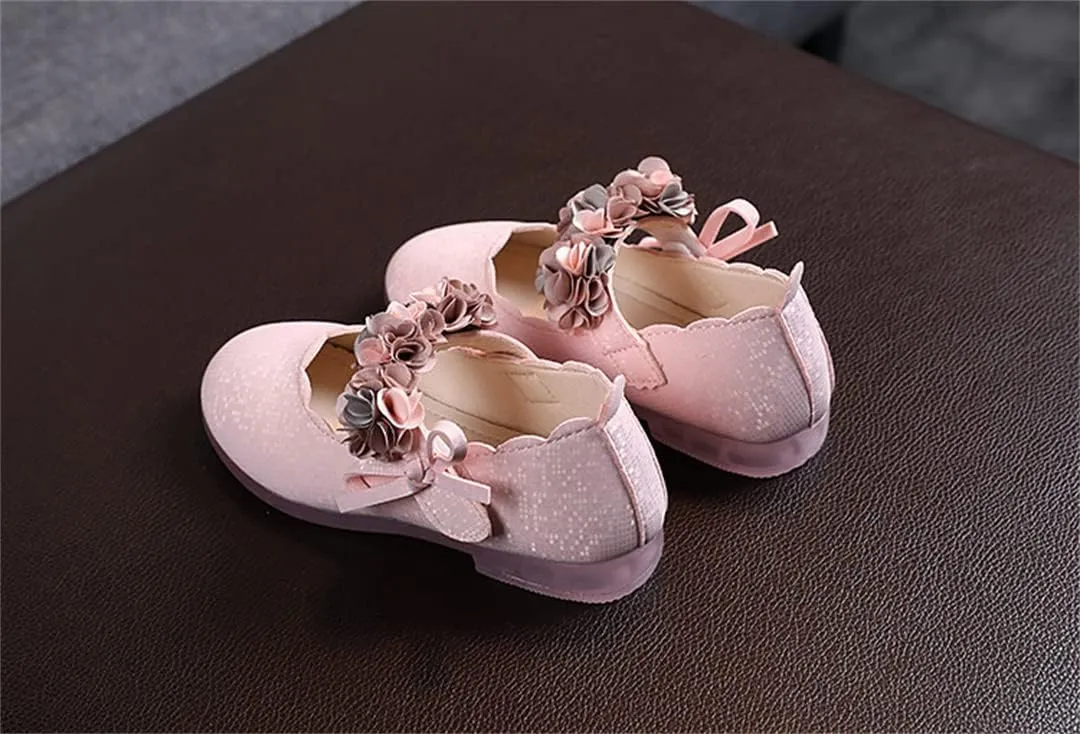 Girls Flats Shoes for Party School Wedding Toddlers Girls Princess Dress Shoes with Flowers Bow-Knot