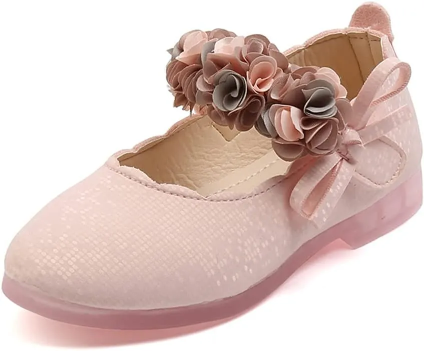 Girls Flats Shoes for Party School Wedding Toddlers Girls Princess Dress Shoes with Flowers Bow-Knot