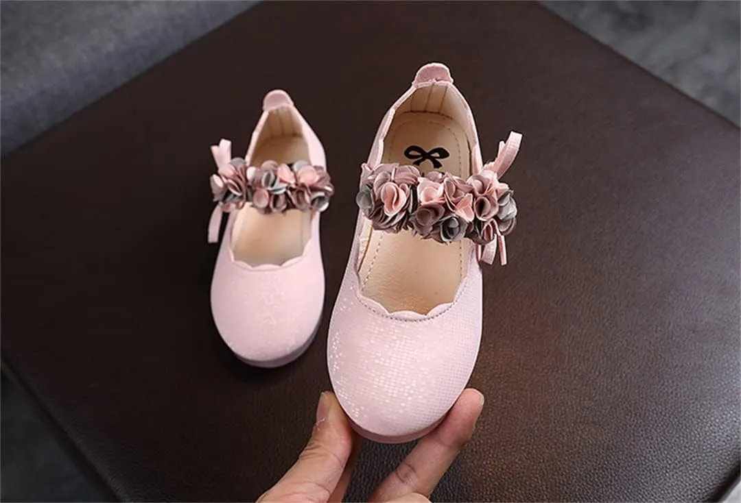 Girls Flats Shoes for Party School Wedding Toddlers Girls Princess Dress Shoes with Flowers Bow-Knot