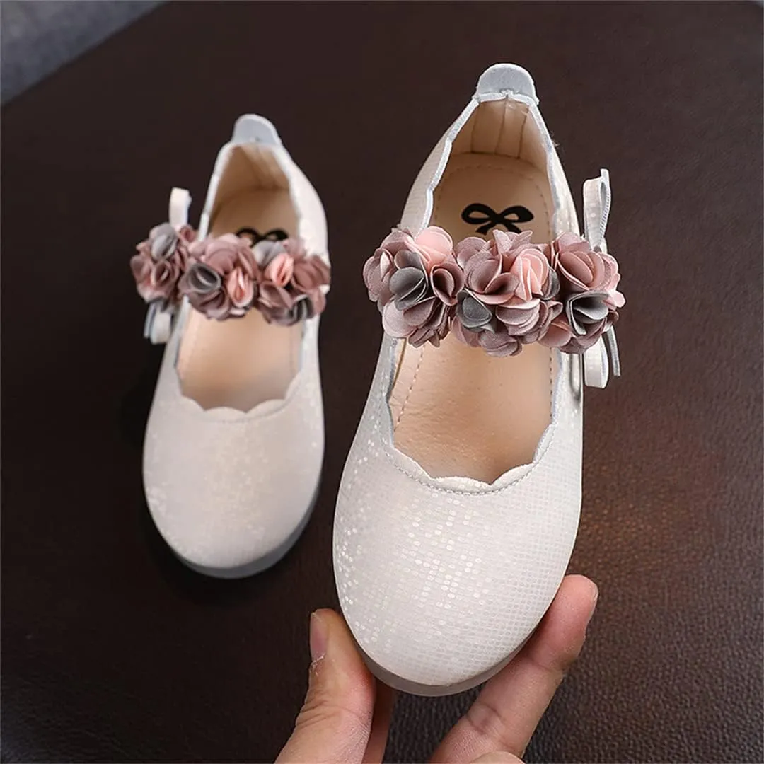Girls Flats Shoes for Party School Wedding Toddlers Girls Princess Dress Shoes with Flowers Bow-Knot