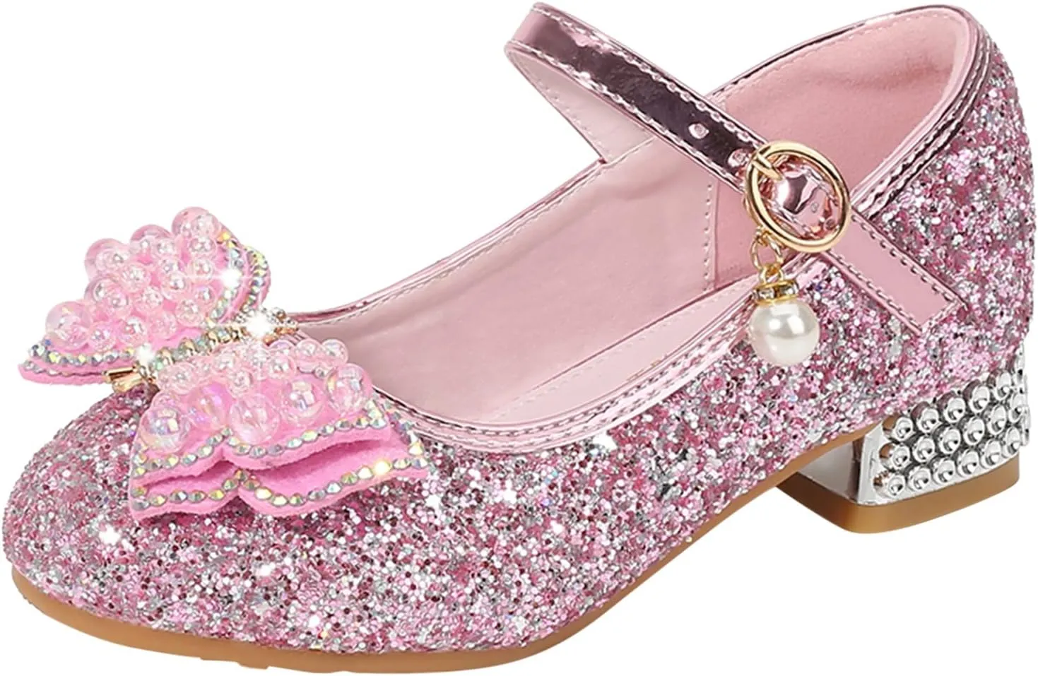 Girls Heels, Mary Jane Glitter Shoes Bows Sequin Party Footwear Dress Shoes Flower Girls Toddler Girls Dress Shoes