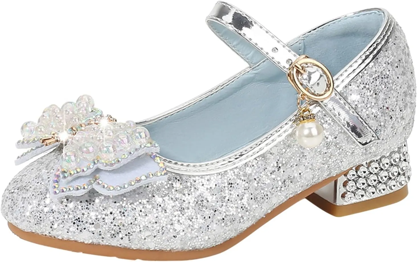 Girls Heels, Mary Jane Glitter Shoes Bows Sequin Party Footwear Dress Shoes Flower Girls Toddler Girls Dress Shoes