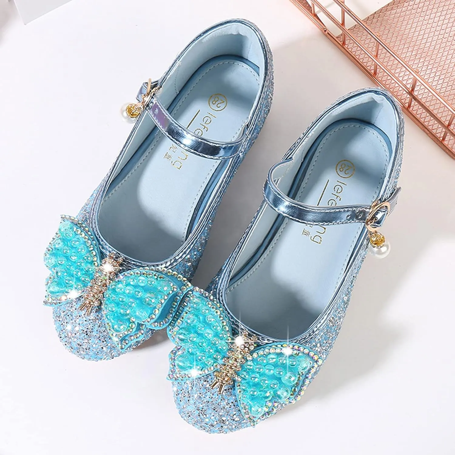 Girls Heels, Mary Jane Glitter Shoes Bows Sequin Party Footwear Dress Shoes Flower Girls Toddler Girls Dress Shoes