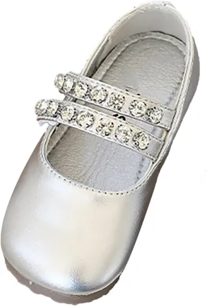 Girls Leather Flat Mary Jane Dress Shoes with Pearl Strap Kids Wedding Part School Big Kids Slippers for Girls
