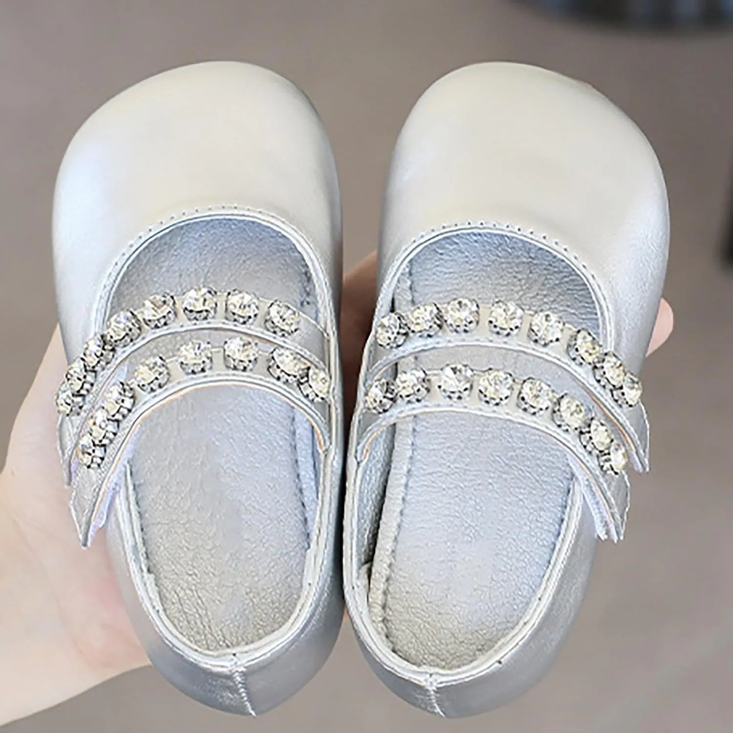Girls Leather Flat Mary Jane Dress Shoes with Pearl Strap Kids Wedding Part School Big Kids Slippers for Girls