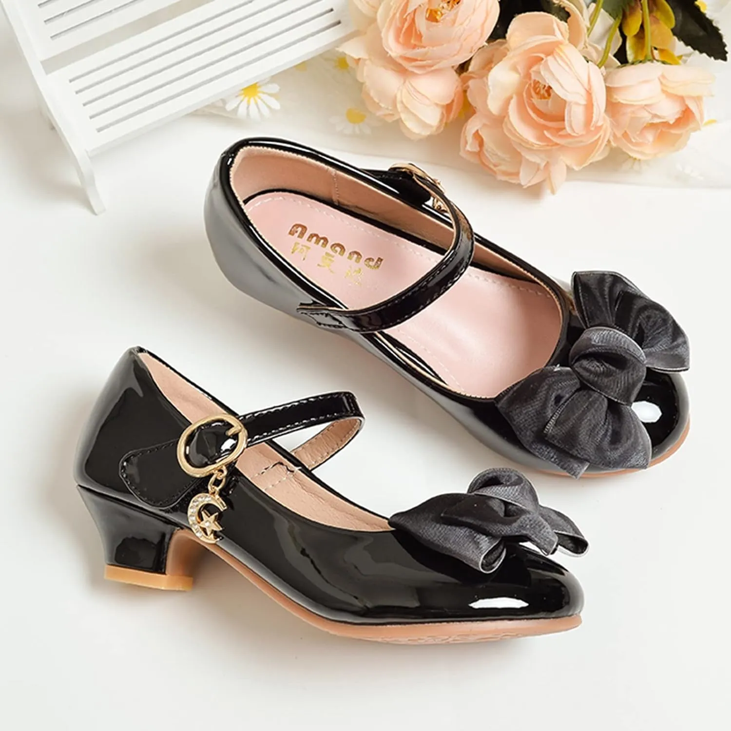Girls Mary Jane Dress Shoes Pumps Low Heels Flower Bowknot Pary Wedding ommunion Girl Tennis Shoes Size 11