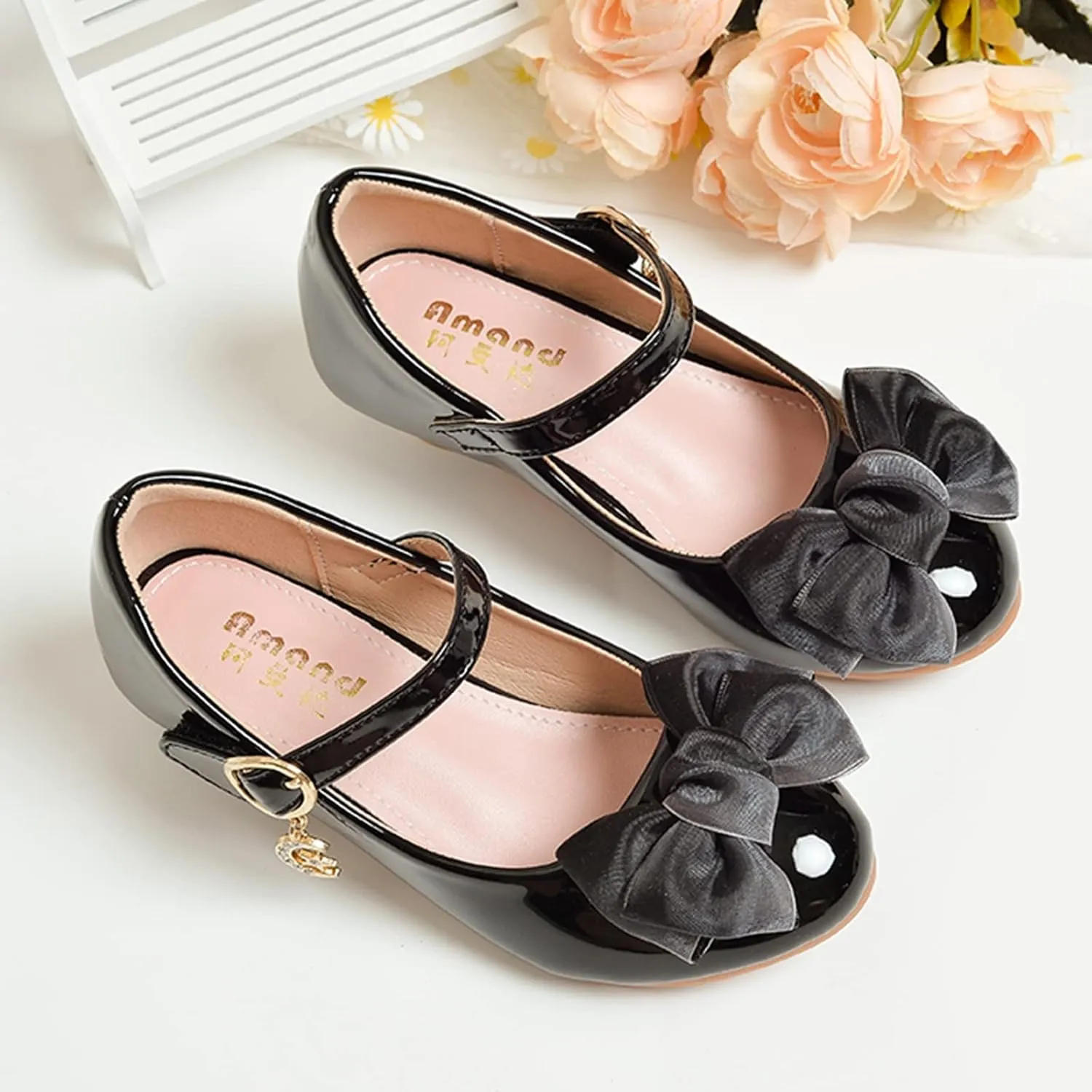 Girls Mary Jane Dress Shoes Pumps Low Heels Flower Bowknot Pary Wedding ommunion Girl Tennis Shoes Size 11