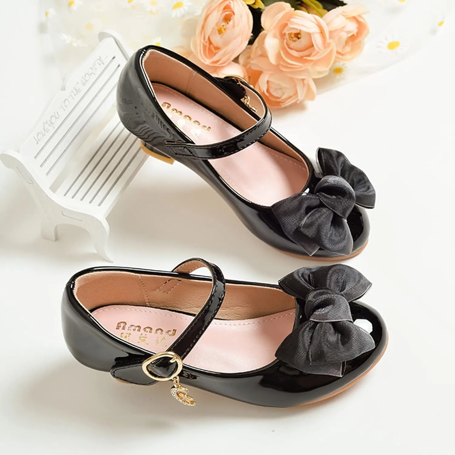Girls Mary Jane Dress Shoes Pumps Low Heels Flower Bowknot Pary Wedding ommunion Girl Tennis Shoes Size 11