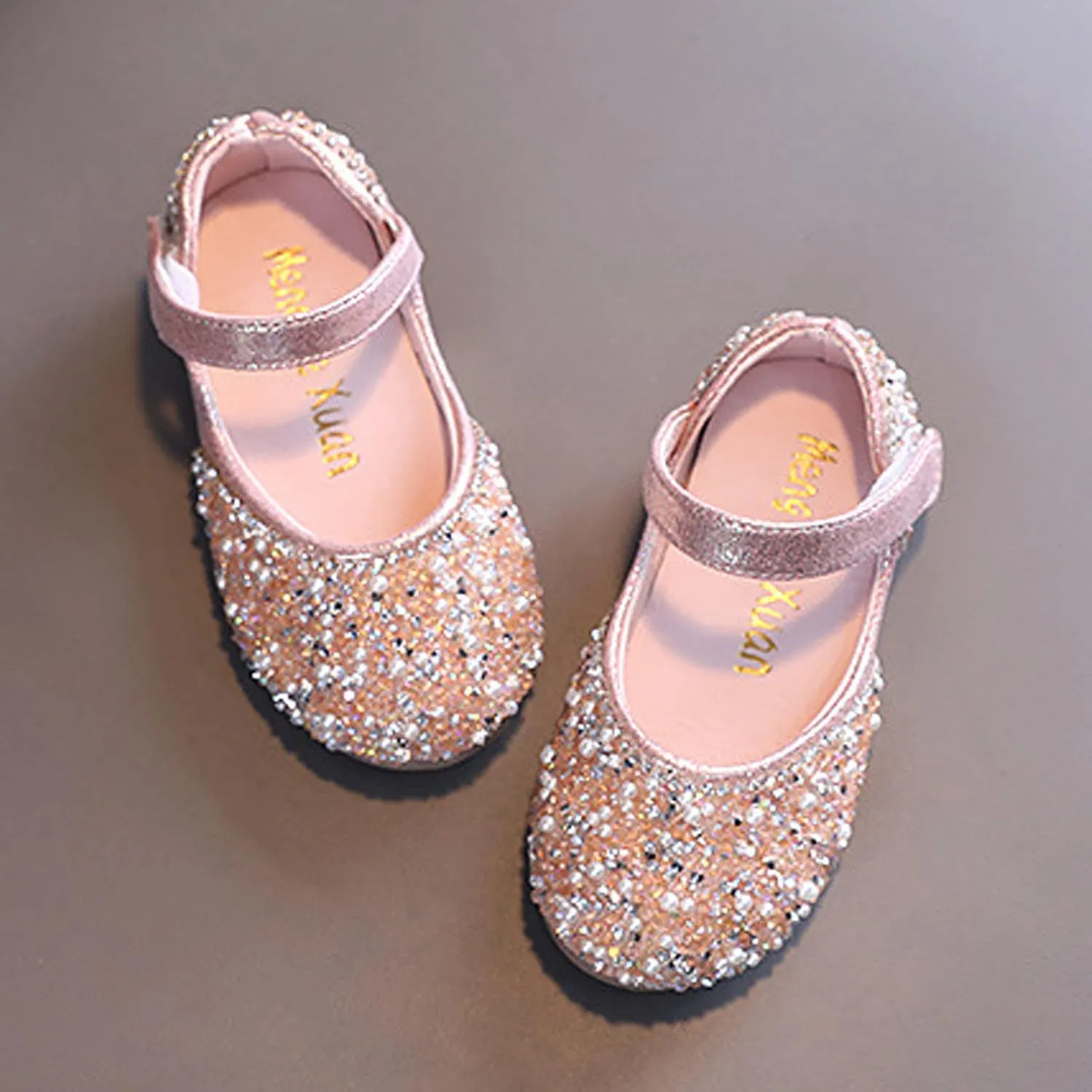 Girls Mary Jane Dress Shoes Rhinestones Flower Girl Wedding Party Shoes Ballet Flats Little Girl Dress up Shoes