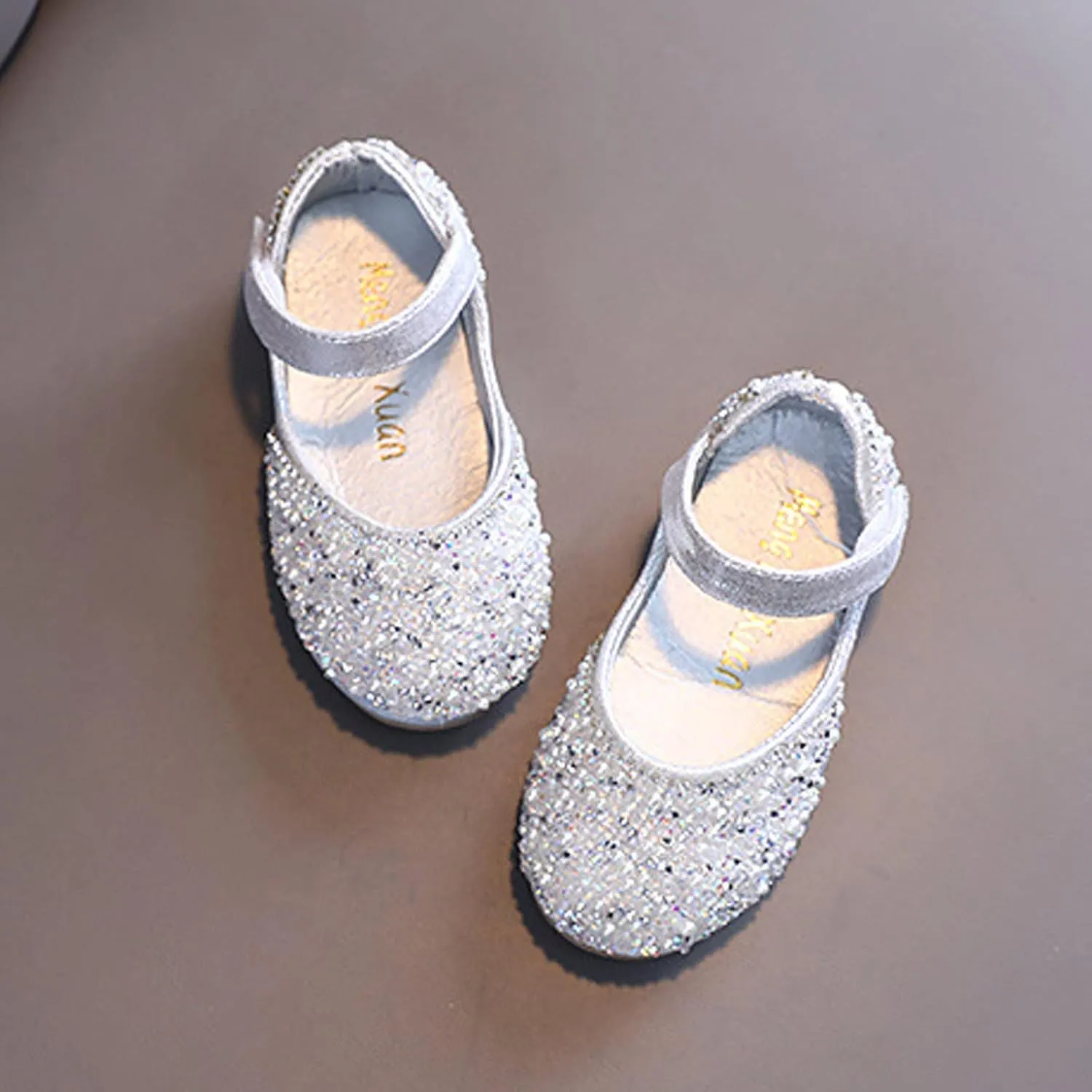 Girls Mary Jane Dress Shoes Rhinestones Flower Girl Wedding Party Shoes Ballet Flats Little Girl Dress up Shoes