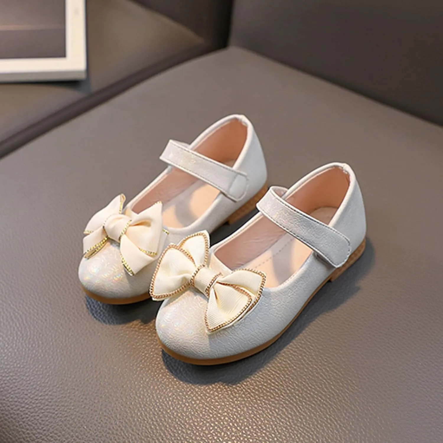 Girls Mary Jane Toddler Flower Baby Dress Shoes Little Girl Ballet Flats Bow Strap for Wedding Party School