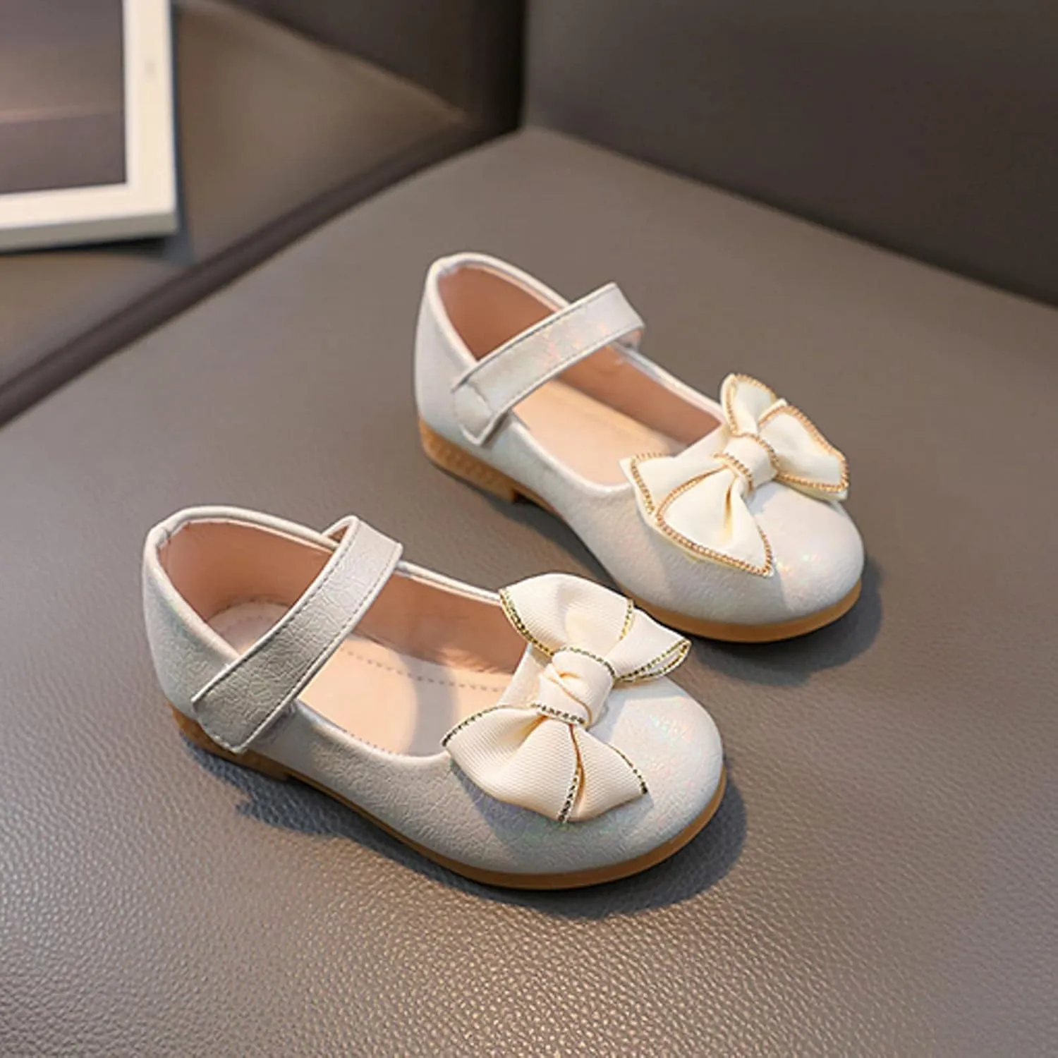 Girls Mary Jane Toddler Flower Baby Dress Shoes Little Girl Ballet Flats Bow Strap for Wedding Party School