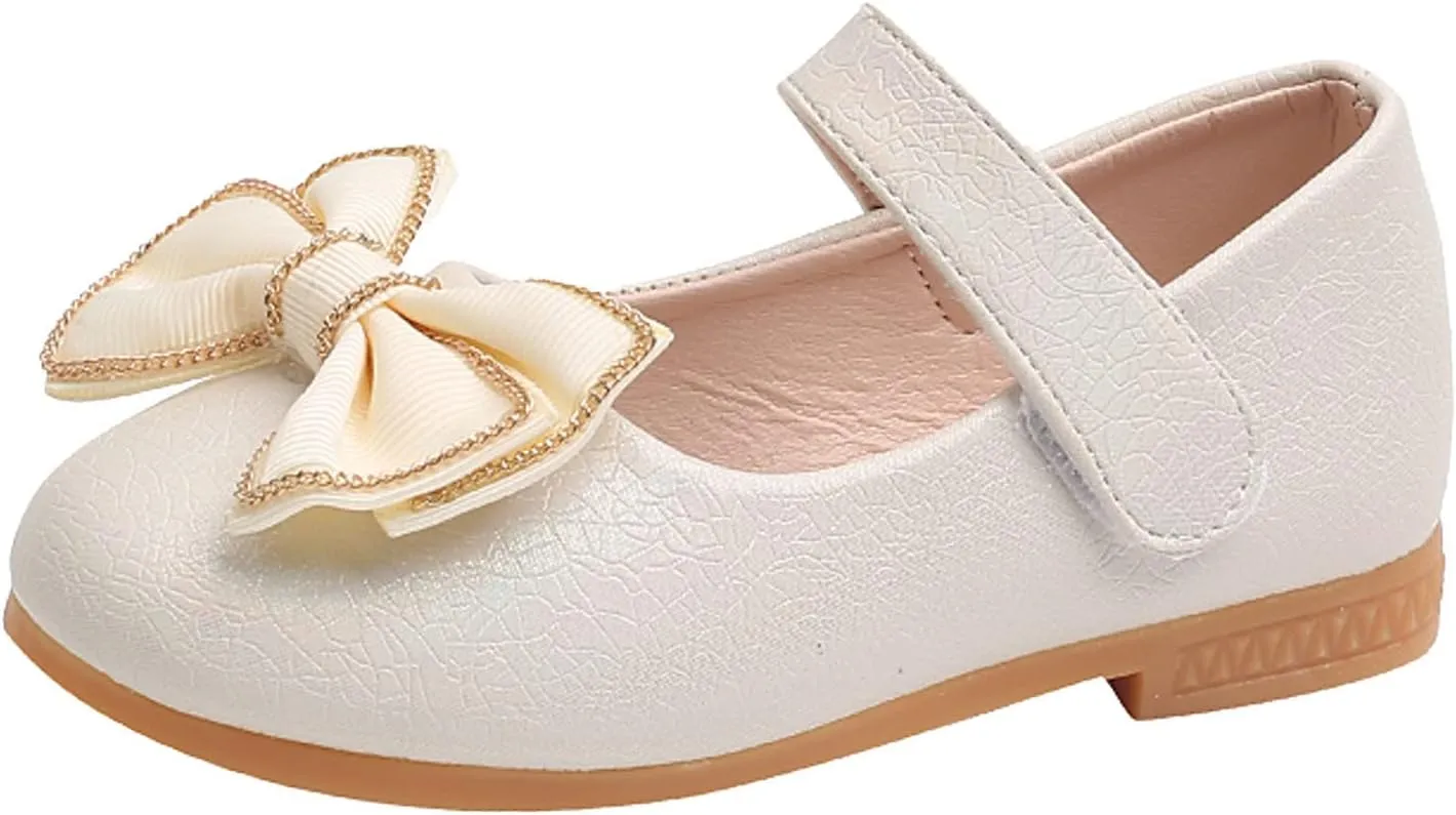 Girls Mary Jane Toddler Flower Baby Dress Shoes Little Girl Ballet Flats Bow Strap for Wedding Party School