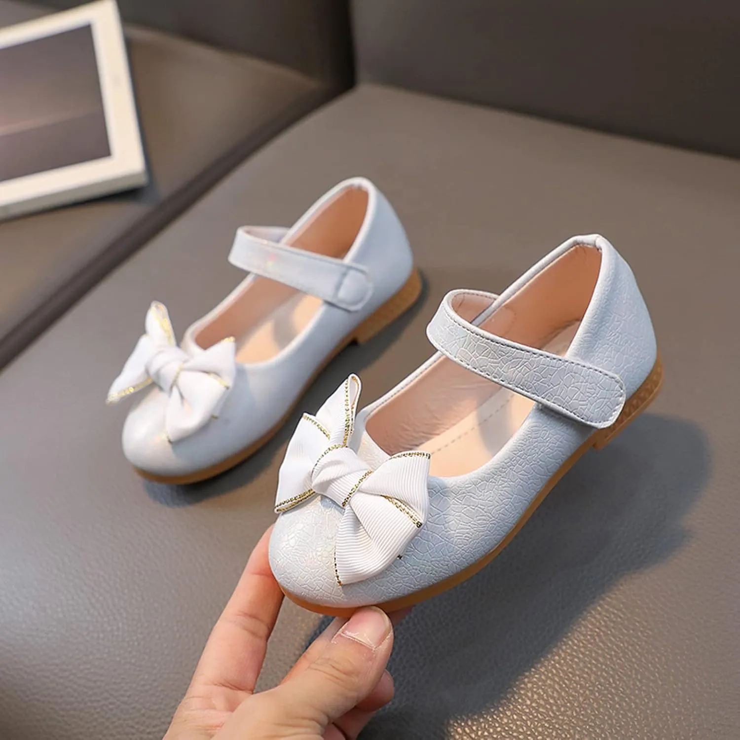 Girls Mary Jane Toddler Flower Girl Dress Shoes Little Girl Ballet Flats Bow Strap for Wedding Little Girl Dress Shoes