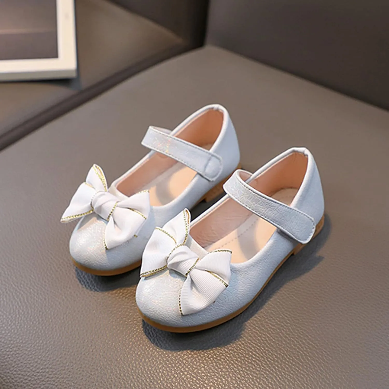 Girls Mary Jane Toddler Flower Girl Dress Shoes Little Girl Ballet Flats Bow Strap for Wedding Little Girl Dress Shoes
