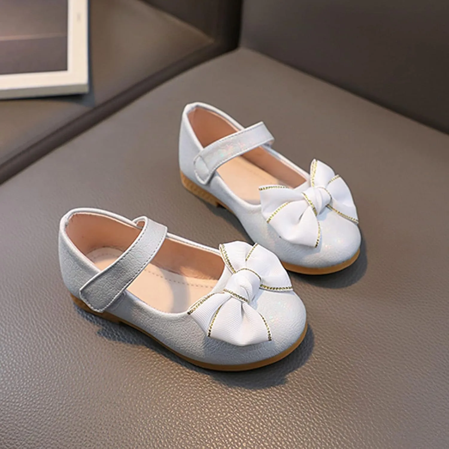 Girls Mary Jane Toddler Flower Girl Dress Shoes Little Girl Ballet Flats Bow Strap for Wedding Little Girl Dress Shoes