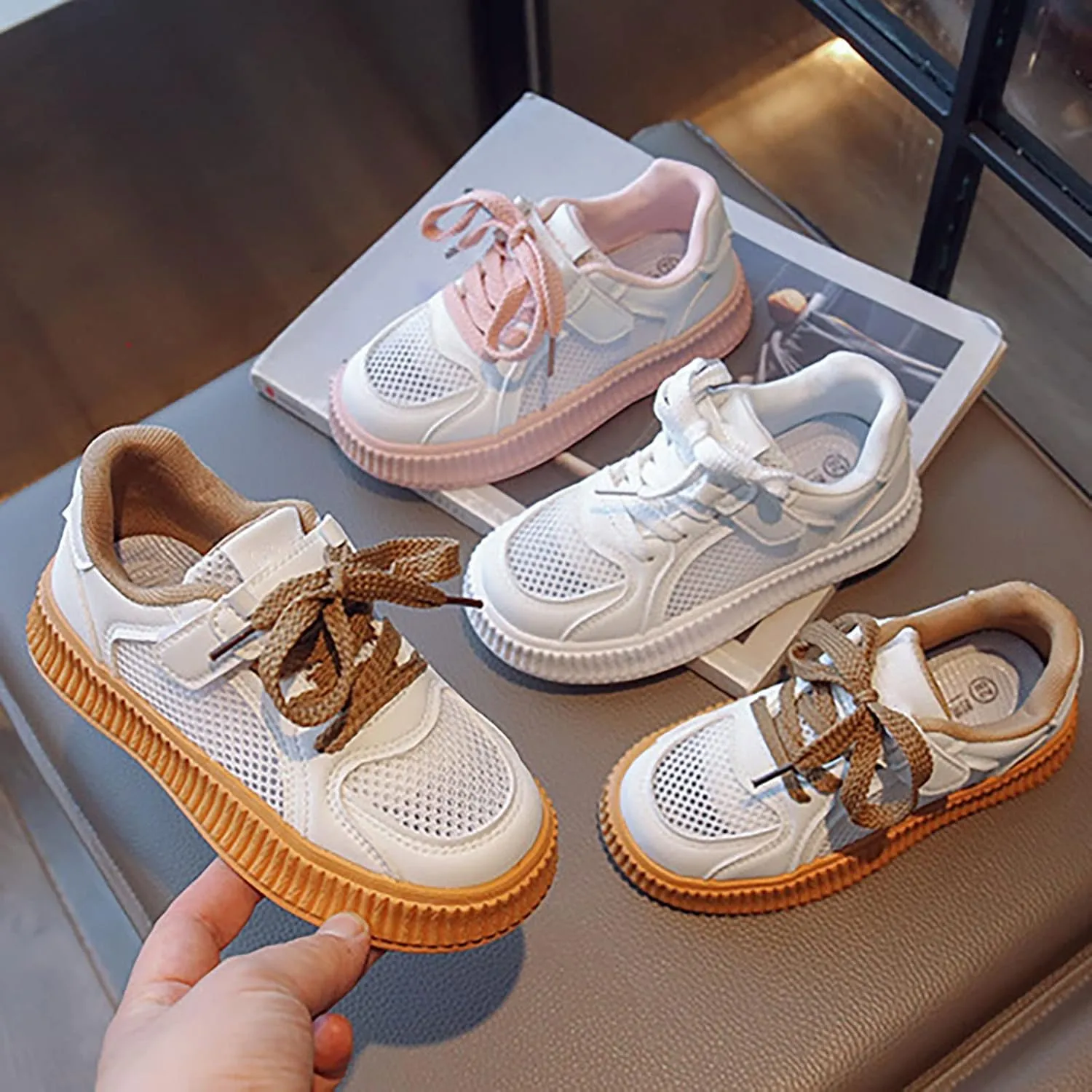 Girls' Shoes Cookie Sneakers Mesh Shoes Casual Children's Shoes Breathable Board Shoes for Toddler Toddler School Shoes