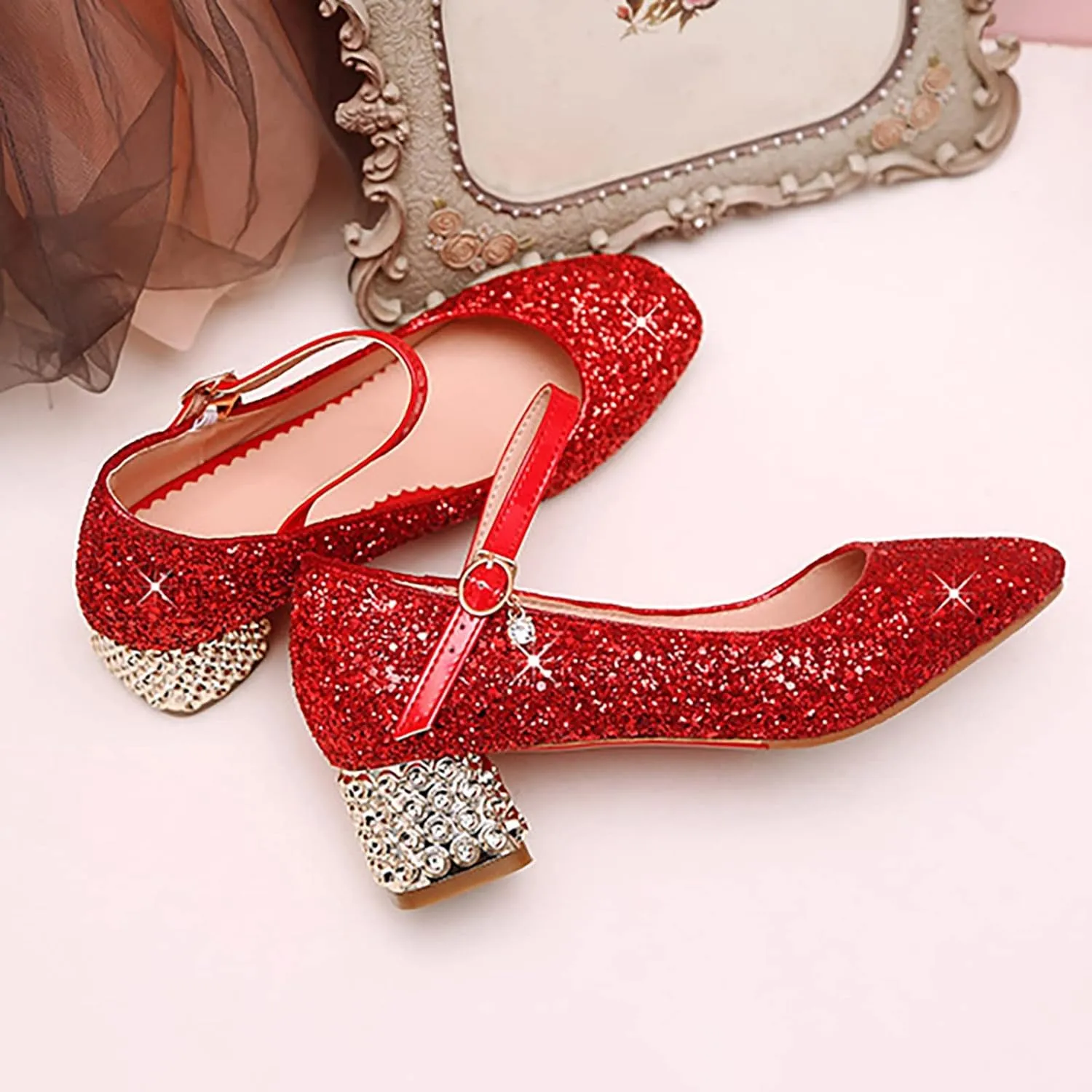Girls Shoes High Heel Toddler Girls Dress Shoes Sparkle Mary Jane Flower Girls Wedding Toddler Dress Shoes Girls