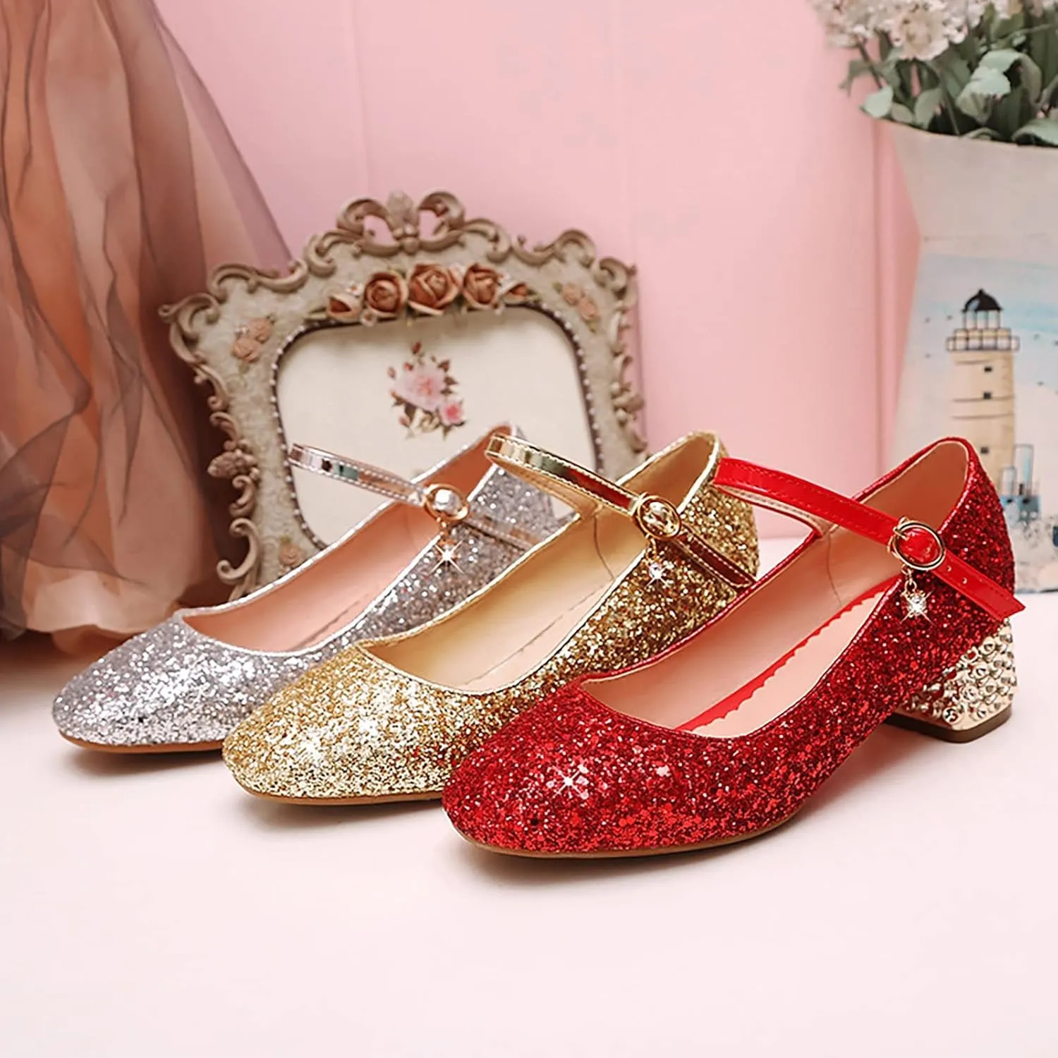 Girls Shoes High Heel Toddler Girls Dress Shoes Sparkle Mary Jane Flower Girls Wedding Toddler Dress Shoes Girls