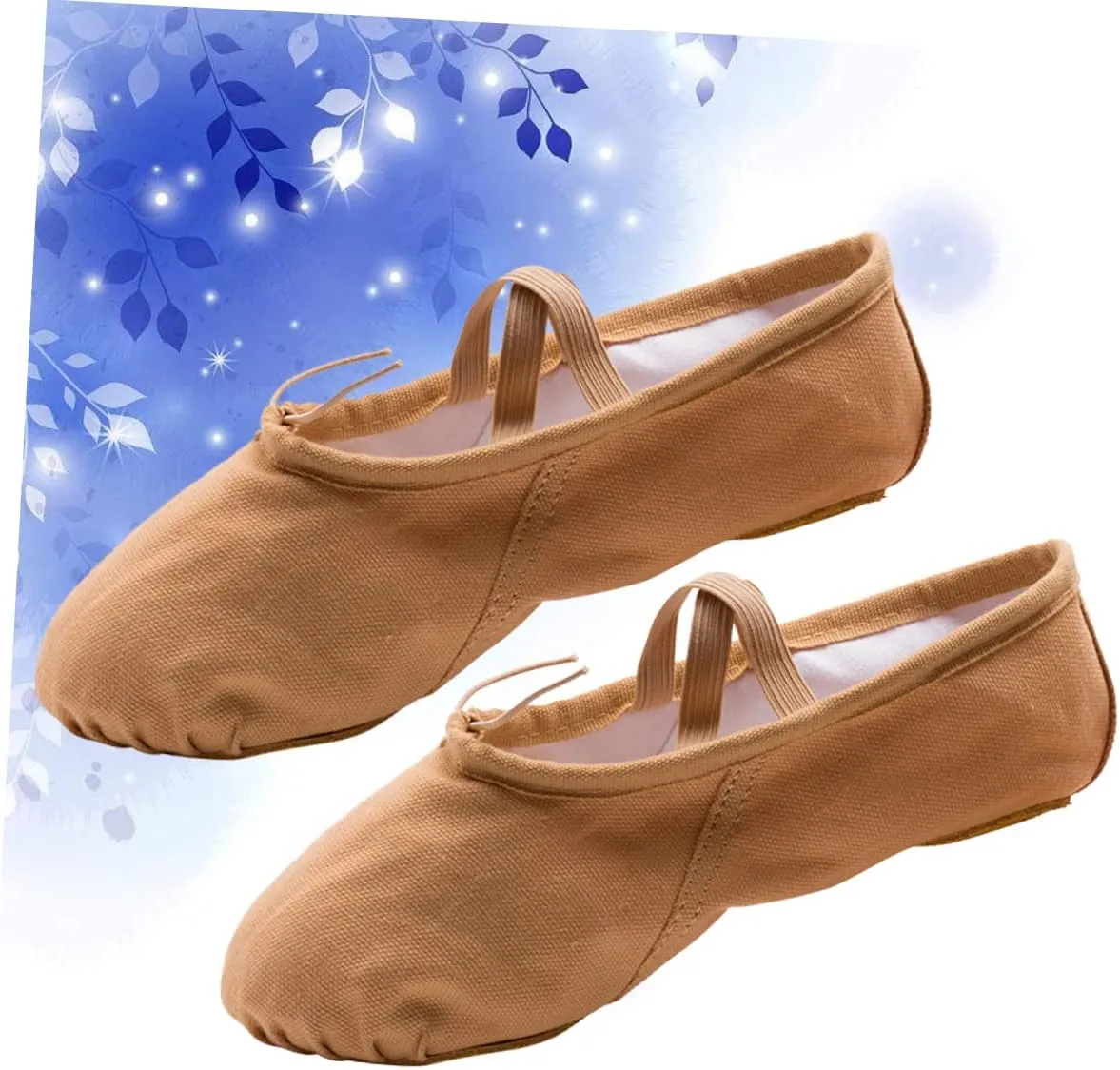 GLEAVI 1 Pair Ballet Pilates Shoes Stretch Canvas Ballet Slippers Ballet Practice Shoes Flats Canvas Dance Shoes Non Slip Dancing Shoes Ballet Shoes Yoga Belly Dancing Shoes Girl Child Brown