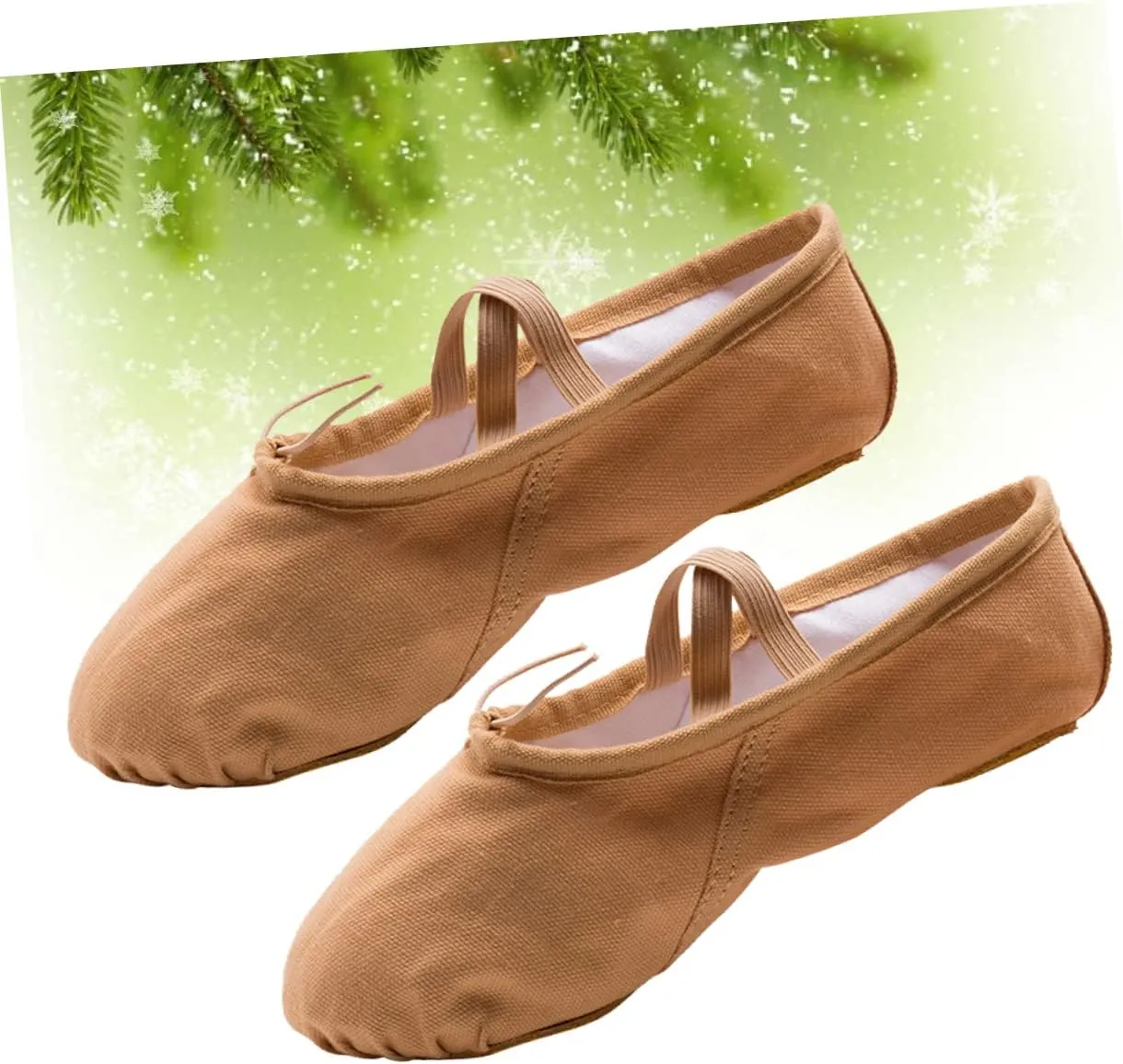 GLEAVI 1 Pair Ballet Pilates Shoes Stretch Canvas Ballet Slippers Ballet Practice Shoes Flats Canvas Dance Shoes Non Slip Dancing Shoes Ballet Shoes Yoga Belly Dancing Shoes Girl Child Brown
