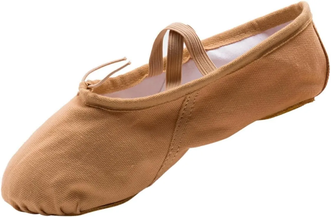 GLEAVI 1 Pair Ballet Pilates Shoes Stretch Canvas Ballet Slippers Ballet Practice Shoes Flats Canvas Dance Shoes Non Slip Dancing Shoes Ballet Shoes Yoga Belly Dancing Shoes Girl Child Brown