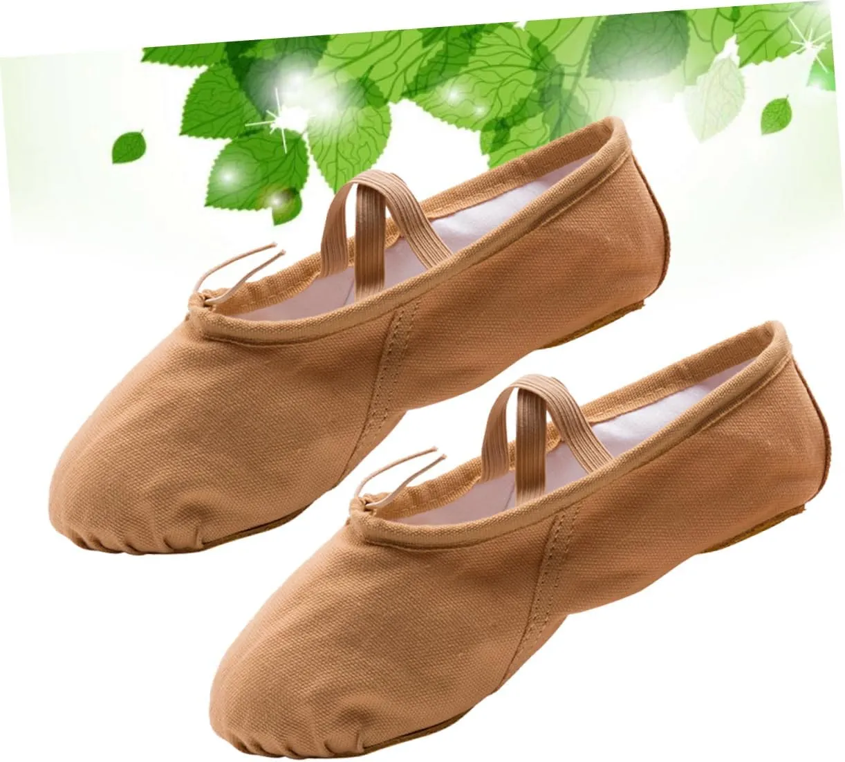 GLEAVI 1 Pair Ballet Pilates Shoes Stretch Canvas Ballet Slippers Ballet Practice Shoes Flats Canvas Dance Shoes Non Slip Dancing Shoes Ballet Shoes Yoga Belly Dancing Shoes Girl Child Brown