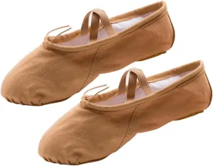 GLEAVI 1 Pair Ballet Pilates Shoes Stretch Canvas Ballet Slippers Ballet Practice Shoes Flats Canvas Dance Shoes Non Slip Dancing Shoes Ballet Shoes Yoga Belly Dancing Shoes Girl Child Brown