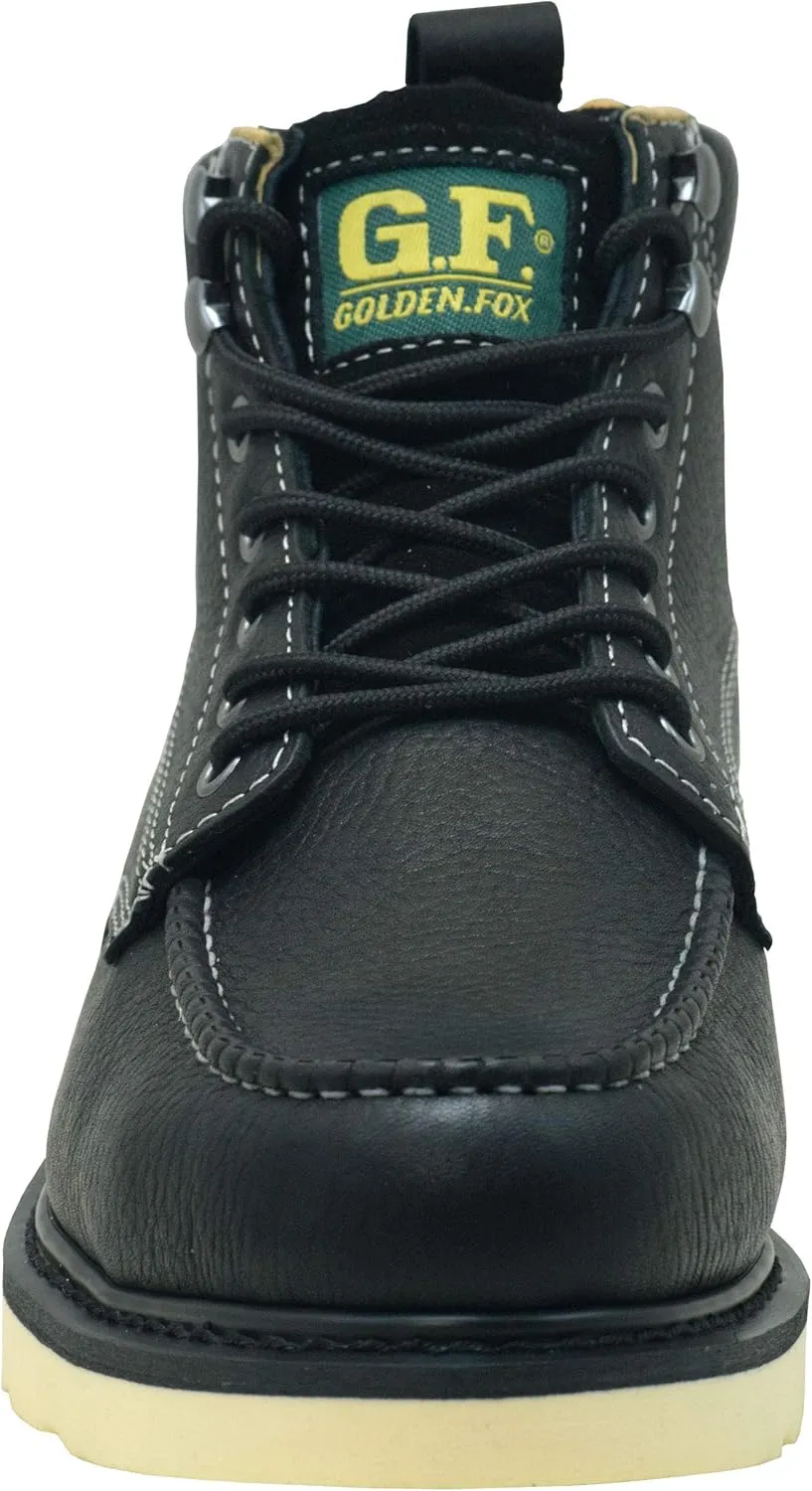 Golden Fox Steel Toe Work Boots Men's 6" Moc Toe Wedge Comfortable Boots for Construction