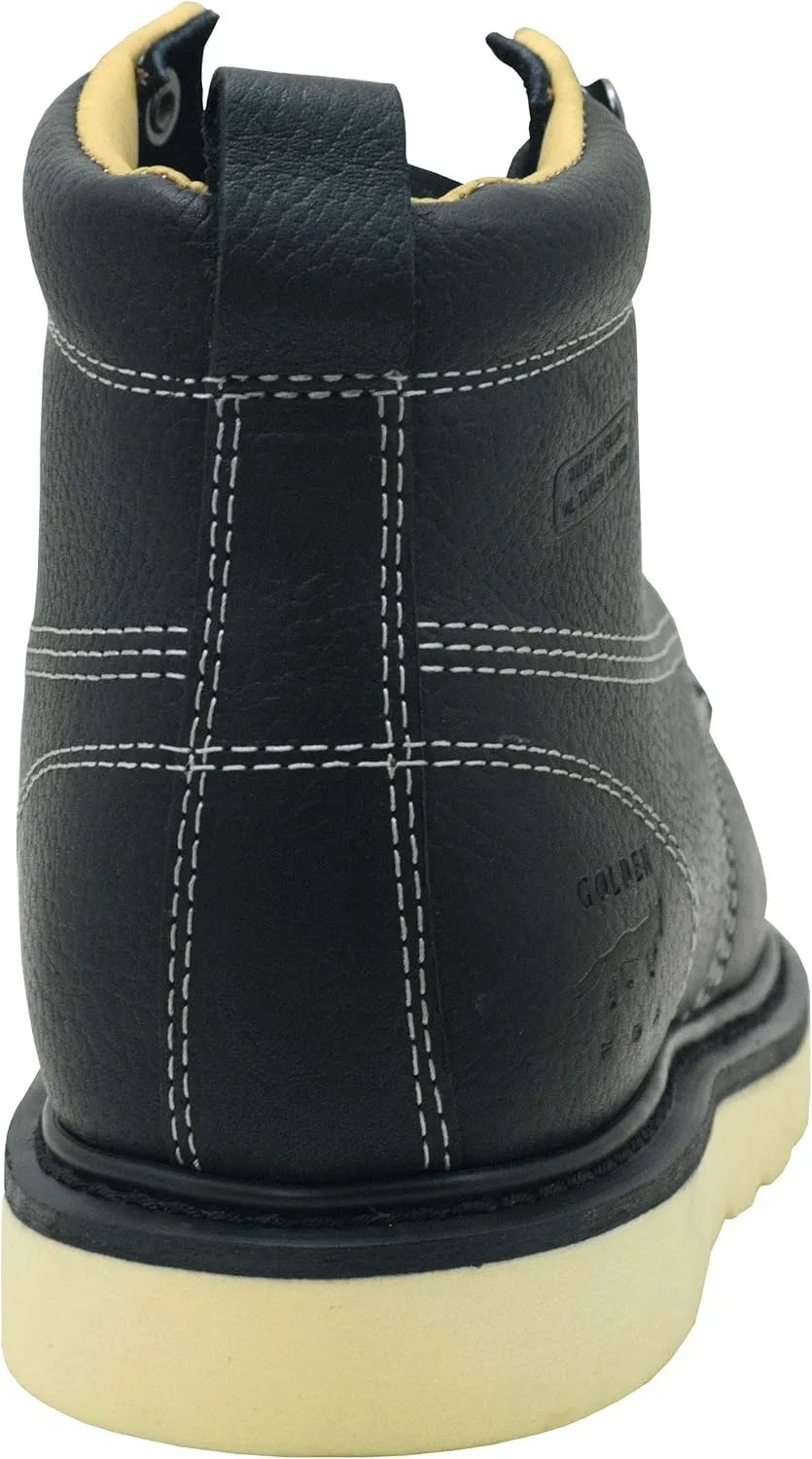 Golden Fox Steel Toe Work Boots Men's 6" Moc Toe Wedge Comfortable Boots for Construction