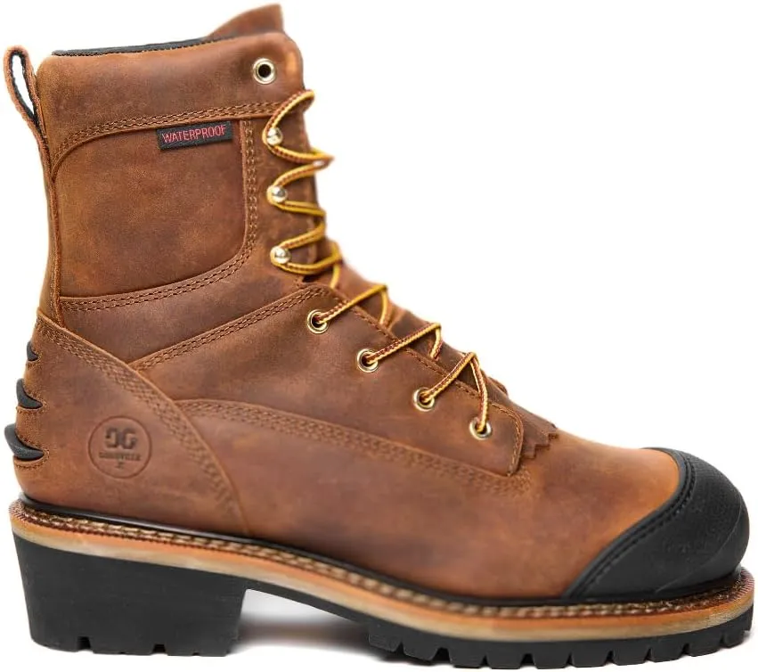 GOODVILLE Men's Catskill-Series 9" Composite Toe Waterproof Logger Work Boots for Men, ASTM-F2413 EH-Rated, Lace Up Industrial and Construstion Work Shoes with Oil and Slip Resistant Outsole, Durable, Quick Dry, Comfortable, Brown - LS101W