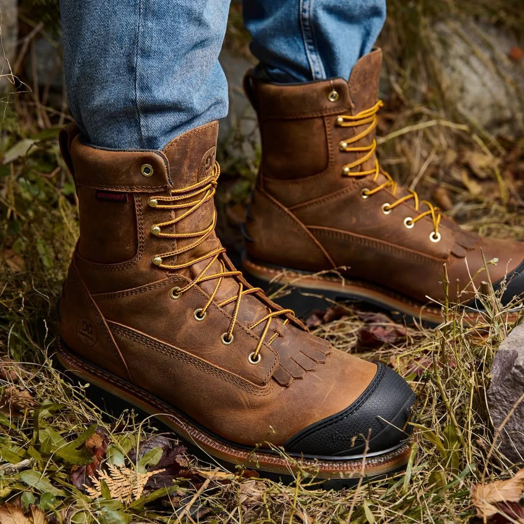 GOODVILLE Men's Catskill-Series 9" Composite Toe Waterproof Logger Work Boots for Men, ASTM-F2413 EH-Rated, Lace Up Industrial and Construstion Work Shoes with Oil and Slip Resistant Outsole, Durable, Quick Dry, Comfortable, Brown - LS101W