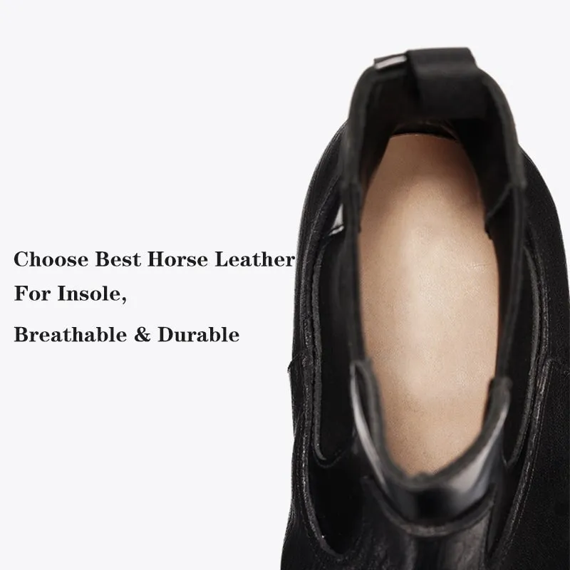 Goodyear Camel Leather Chelsea Boots For Women In Black Point Toe Leather Sole Shoes