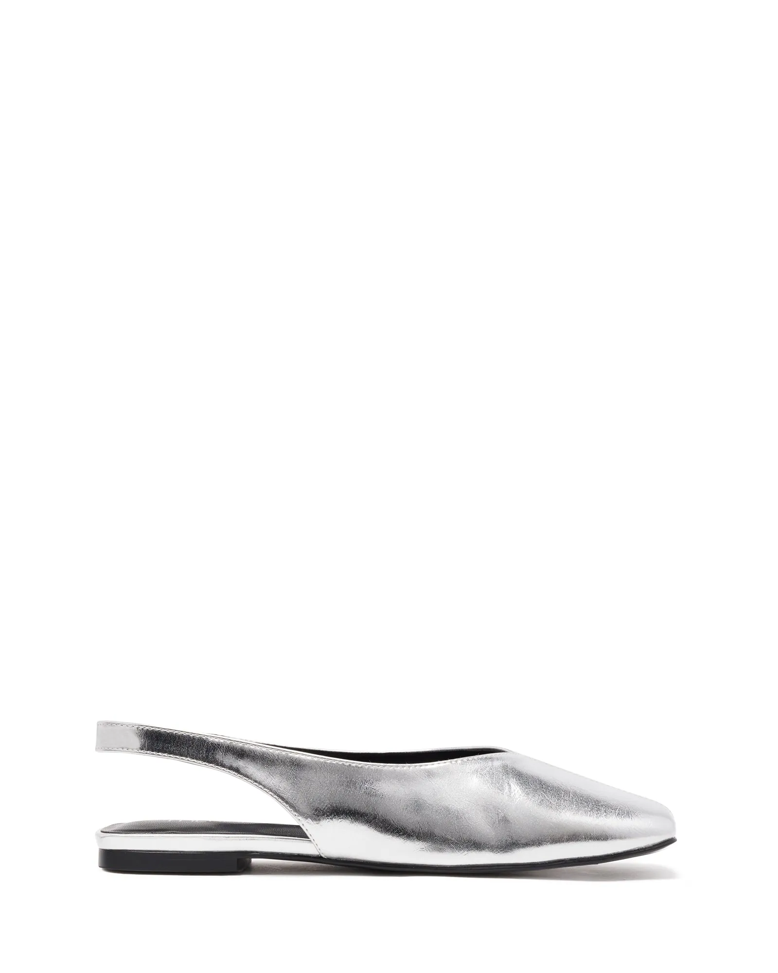 Graze Slingback Flat Silver Crinkle Metallic