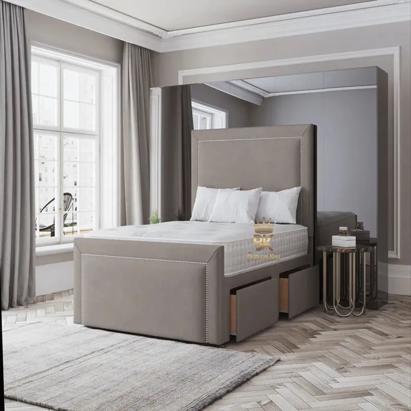 Harper Plain Divan Bed Set With Optional Studded Border