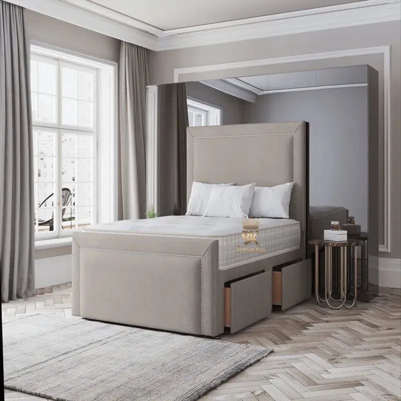 Harper Plain Divan Bed Set With Optional Studded Border