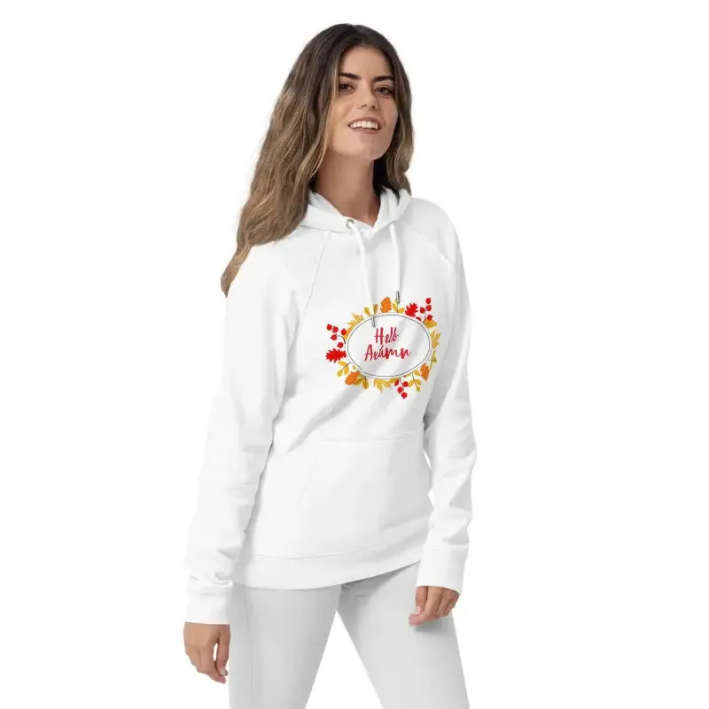 Hello Autumn Hoodie Unisex Eco Raglan