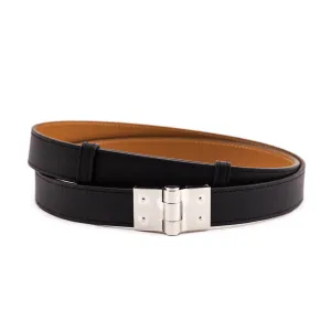 Hermes Black & Palladium Charniere Sombrero Belt 22