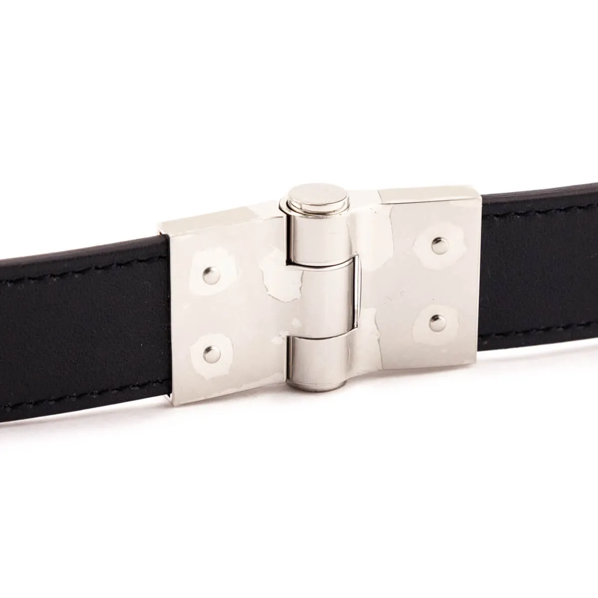 Hermes Black & Palladium Charniere Sombrero Belt 22