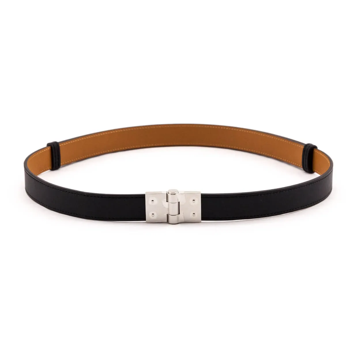 Hermes Black & Palladium Charniere Sombrero Belt 22