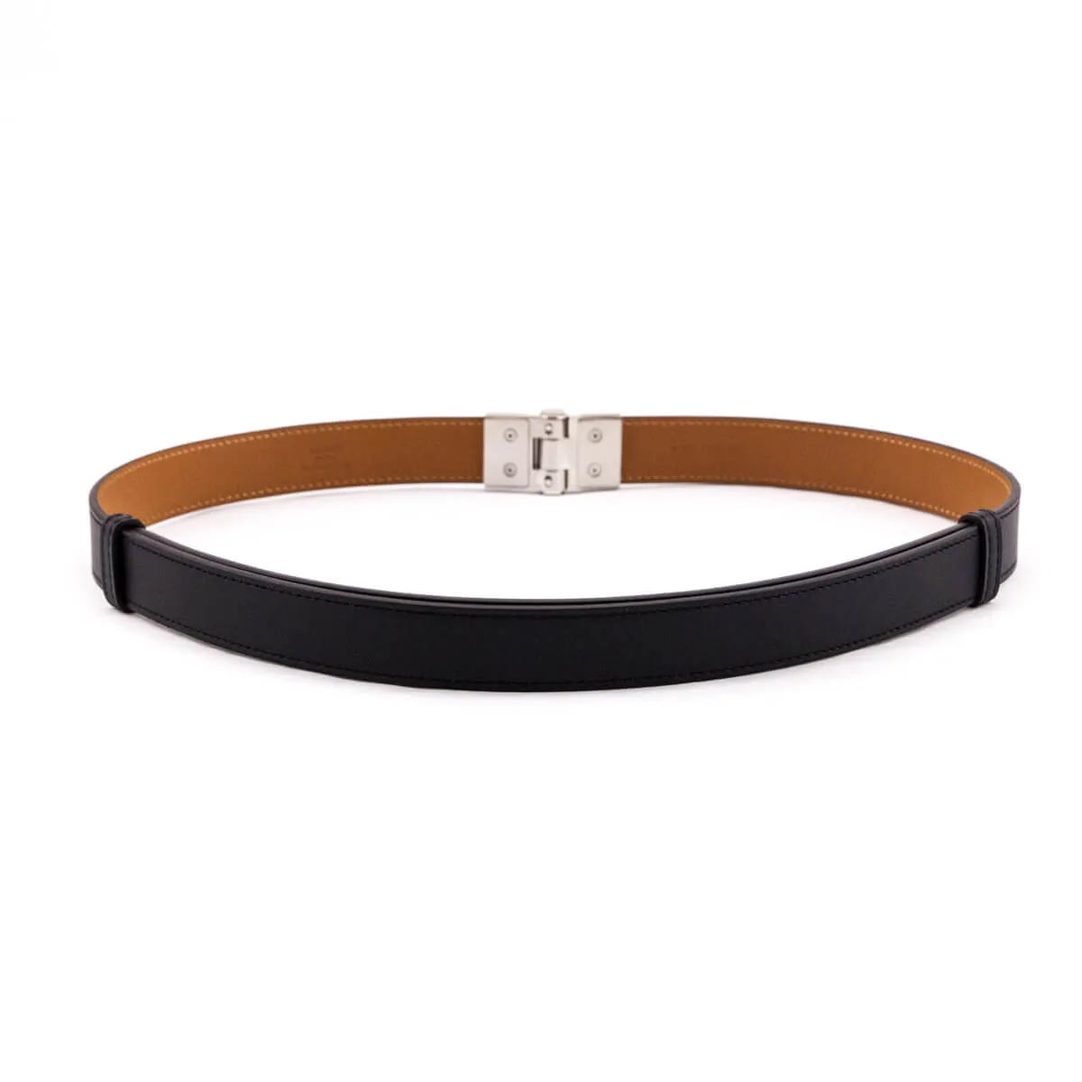 Hermes Black & Palladium Charniere Sombrero Belt 22